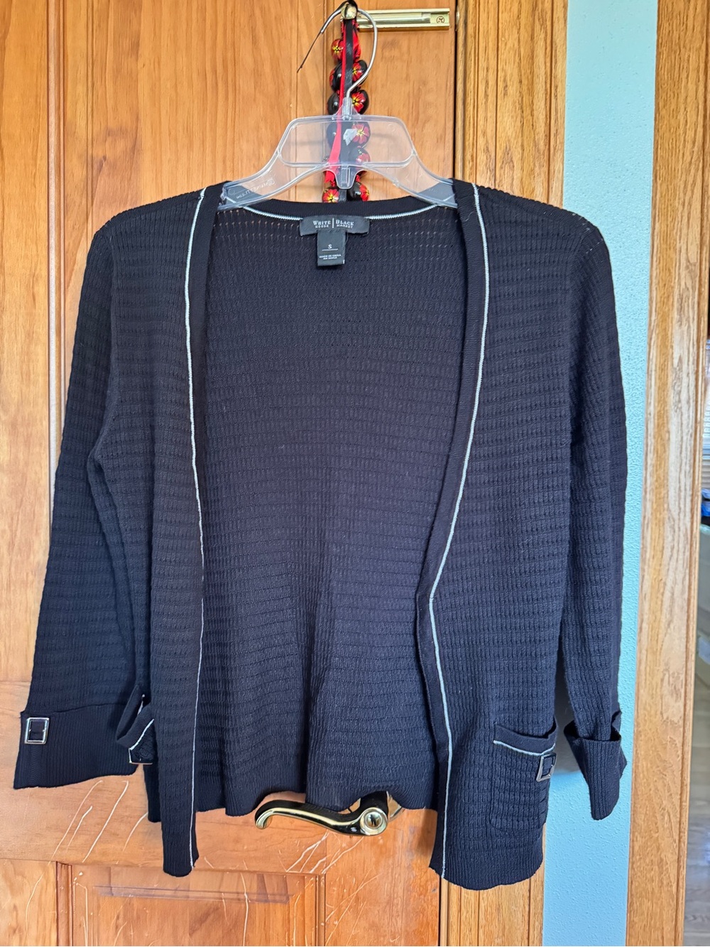 White House Black Market Black Textured Knit Cardigan